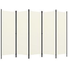 Vidaxl Paraván s 5 panelmi, krémovo biely 250x180 cm