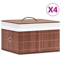 Greatstore Bambusové úložné boxy 4 ks hnedé