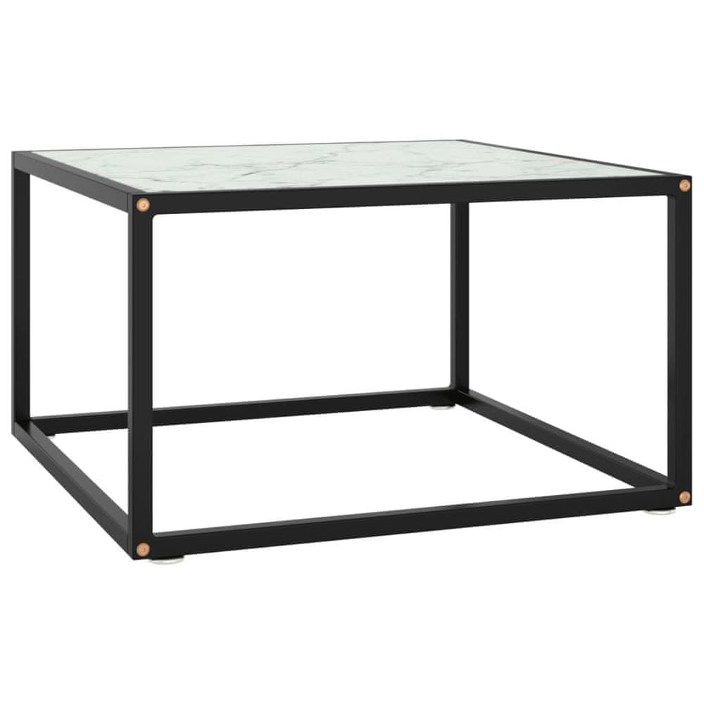 Petromila vidaXL Konferenčný stolík, čierny, biele mramorové sklo 60x60x35 cm