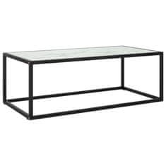 Vidaxl Konferenčný stolík, čierny, biele mramorové sklo 100x50x35 cm