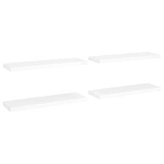 Vidaxl Plávajúce nástenné police 4 ks, biele 80x23,5x3,8 cm, MDF