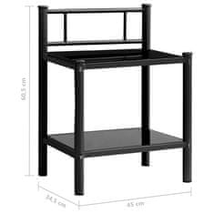 Vidaxl Nočný stolík čierny 45x34,5x60,5 cm kov a sklo