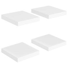 Vidaxl Plávajúce nástenné police 4 ks, biele 23x23,5x3,8 cm, MDF