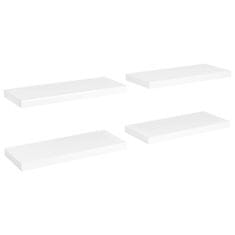 Vidaxl Plávajúce nástenné police 4 ks, biele 60x23,5x3,8 cm, MDF