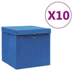 Petromila vidaXL Úložné boxy s vekom 10 ks, 28x28x28 cm, modré