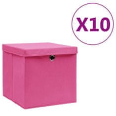 shumee Úložné boxy s vekom 10 ks, 28x28x28 cm, ružové