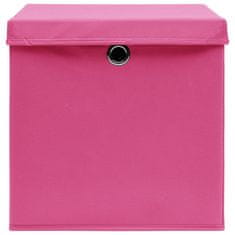 shumee Úložné boxy s vekom 10 ks, 28x28x28 cm, ružové