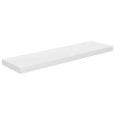 Vidaxl Plávajúce nástenné police 2 ks, lesklé biele 90x23,5x3,8cm, MDF