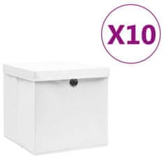 Petromila vidaXL Úložné boxy s vekom 10 ks, 28x28x28 cm, biele