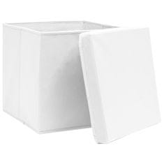 Petromila vidaXL Úložné boxy s vekom 10 ks, 28x28x28 cm, biele