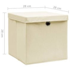 Petromila vidaXL Úložné boxy s vekom 10 ks, 28x28x28 cm, krémové