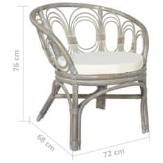 Vidaxl Jedálenská stolička s podložkou sivá prírodný ratan a ľan