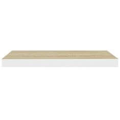 Vidaxl Plávajúce nástenné police 4 ks dubové a biele 60x23,5x3,8 cm MDF