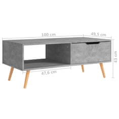 Petromila vidaXL Konferenčný stolík betónový sivý 100x49,5x43 cm drevotrieska