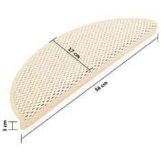 Vidaxl Samolepiace nášľapy vzhľad sisalu 15 ks 56x20 cm krémové