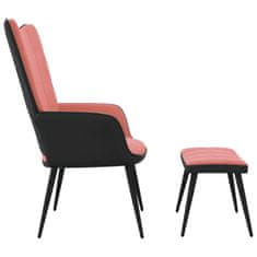 Vidaxl Relaxačné kreslo s podnožkou ružové zamat a PVC