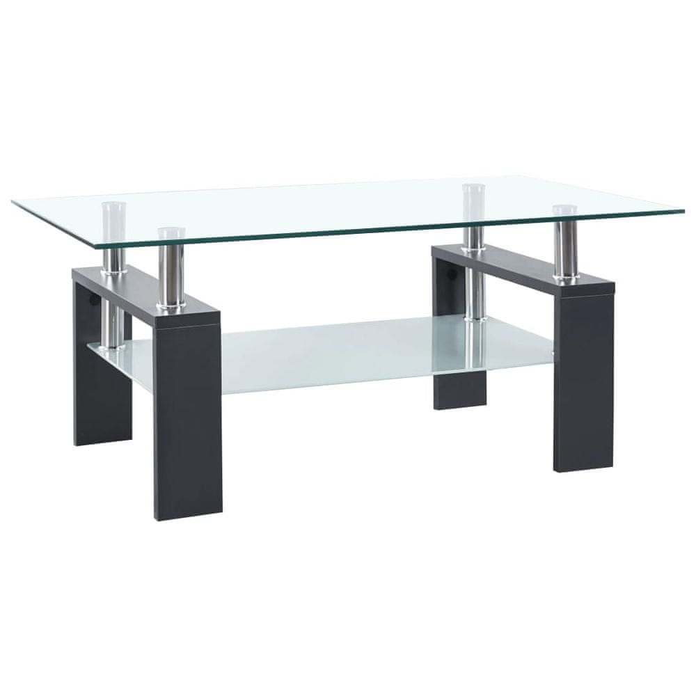 Vidaxl Konferenčný stolík sivý a priesvitný 95x55x40 cm tvrdené sklo