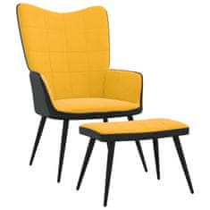 Vidaxl Relaxačné kreslo s podnožkou horčicovo-žlté zamat a PVC