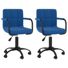 Vidaxl Otočné jedálenské stoličky 2 ks modré zamatové