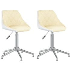 Vidaxl Otočné stoličky, 2 ks, krémová a biela, ekokoža