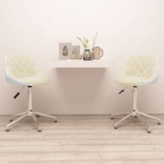 Vidaxl Otočné stoličky, 2 ks, krémová a biela, ekokoža