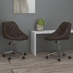 Vidaxl Otočné stoličky, 2 ks, hnedá farba, umelá koža