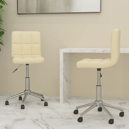 Vidaxl Otočné stoličky, 2 ks, krémová, umelá koža