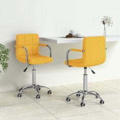 Vidaxl Otočné stoličky, 2 ks, horčicová farba, čalúnené látkou