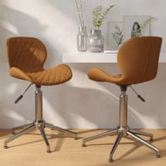 Vidaxl Otočné stoličky, 2 ks, hnedé, zamatové