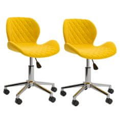 Vidaxl Otočné stoličky, 2 ks, horčicová farba, čalúnené zamatom