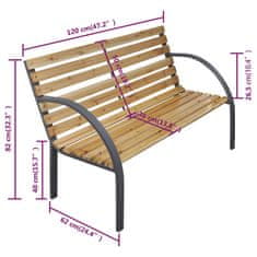 Petromila vidaXL Záhradná lavička 120 cm, drevo a železo