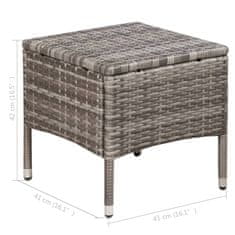 Petromila vidaXL Vonkajšia stolička a taburetka s podložkami, polyratan, sivé