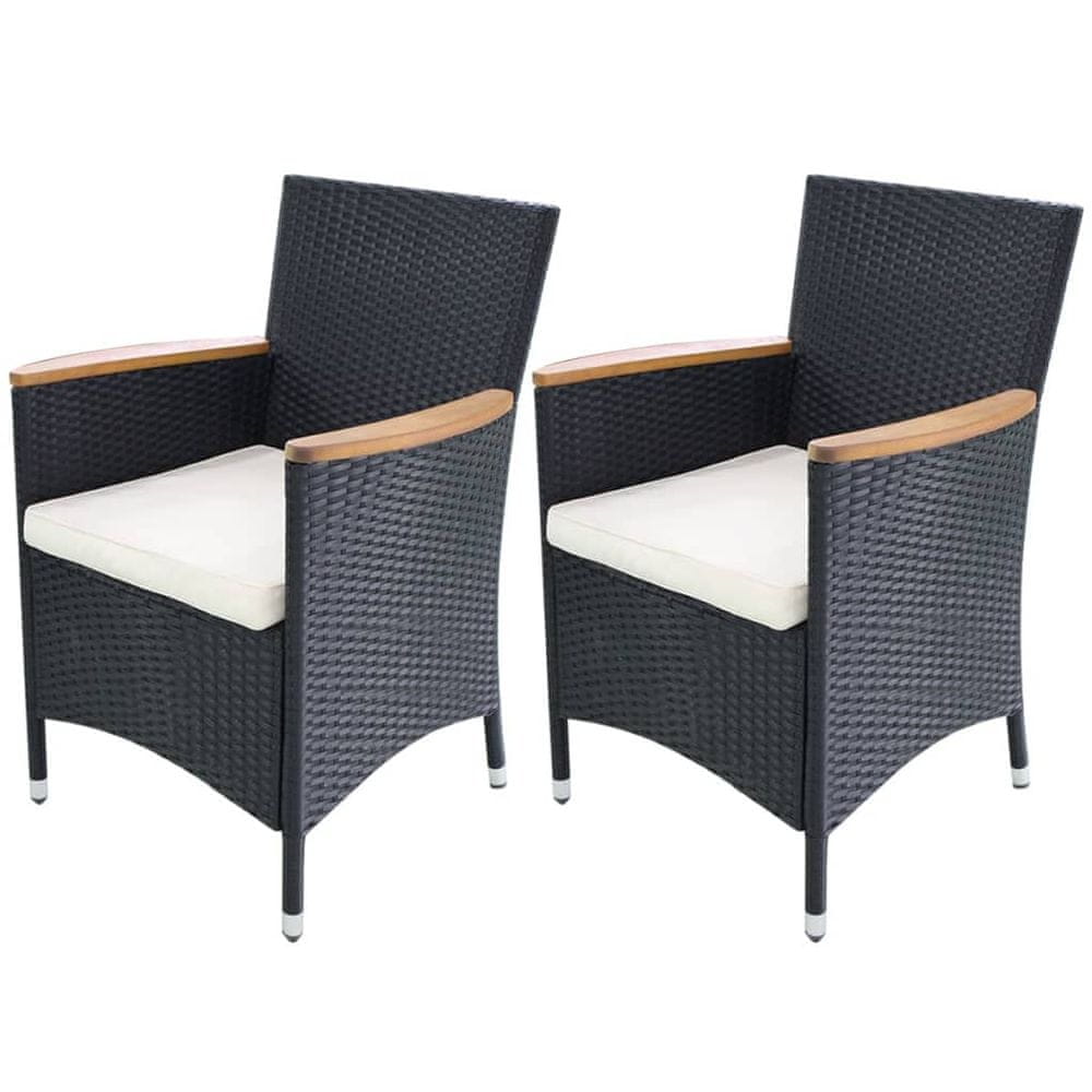 Petromila vidaXL Záhradné stoličky 2 ks s podložkami, polyratan, čierne