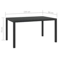 Petromila vidaXL Záhradný stôl, čierny 150x90x74 cm, hliník a WPC