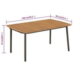 Petromila vidaXL Záhradný stôl 150x90x72 cm, akáciový masív a oceľ