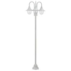 Petromila vidaXL Záhradná stĺpová lampa E27 220 cm hliníková 3 lampáše biela