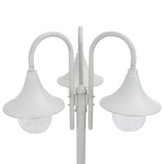 Vidaxl Záhradná stĺpová lampa E27 220 cm hliníková 3 lampáše biela