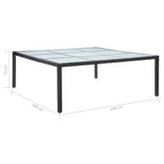 Vidaxl Záhradný jedálenský stôl čierny 200x200x74 cm polyratanový