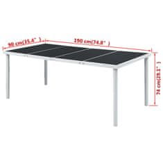 Petromila vidaXL Záhradný stôl 190x90x74 cm, čierny, oceľ