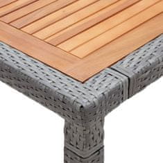 Petromila vidaXL Záhradný stôl, sivý 200x150x74 cm, polyratan a akáciové drevo