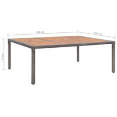 Petromila vidaXL Záhradný stôl, sivý 200x150x74 cm, polyratan a akáciové drevo