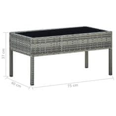 Petromila vidaXL Záhradný stôl sivý 75x40x37 cm polyratanový