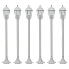 Petromila vidaXL Záhradné stĺpové lampy 6 ks E27 110 cm hliníkové biele