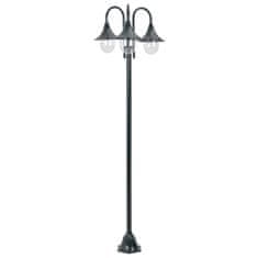 Petromila vidaXL Záhradná stĺpová lampa E27 220 cm hliníková 3-lampáše tmavozelená