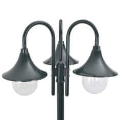 Petromila vidaXL Záhradná stĺpová lampa E27 220 cm hliníková 3-lampáše tmavozelená