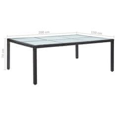 Vidaxl Vonkajší jedálenský stôl čierny 200x150x74 cm polyratan