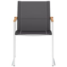 Vidaxl Záhradné stoličky 2 ks sivé textilén a nehrdzavejúca oceľ