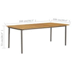 Petromila vidaXL Záhradný stôl 200x100x72 cm, akáciový masív a oceľ
