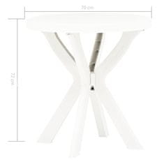 Vidaxl Bistro stolík biely priemer 70 cm plast