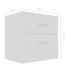 Petromila vidaXL Nočné stolíky 2 ks, biele 40x30x40 cm, kompozitné drevo